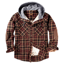 Load image into Gallery viewer, Wholesale Men&#39;s Outdoor Flannel Hoody Jacket Sherpa Fleece Lined
