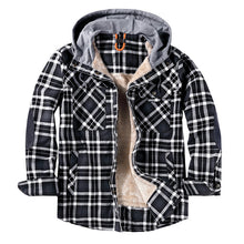 Load image into Gallery viewer, Wholesale Men&#39;s Outdoor Flannel Hoody Jacket Sherpa Fleece Lined
