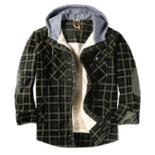 Load image into Gallery viewer, Wholesale Men&#39;s Outdoor Flannel Hoody Jacket Sherpa Fleece Lined
