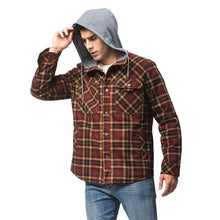 Load image into Gallery viewer, Wholesale Men&#39;s Outdoor Flannel Hoody Jacket Sherpa Fleece Lined
